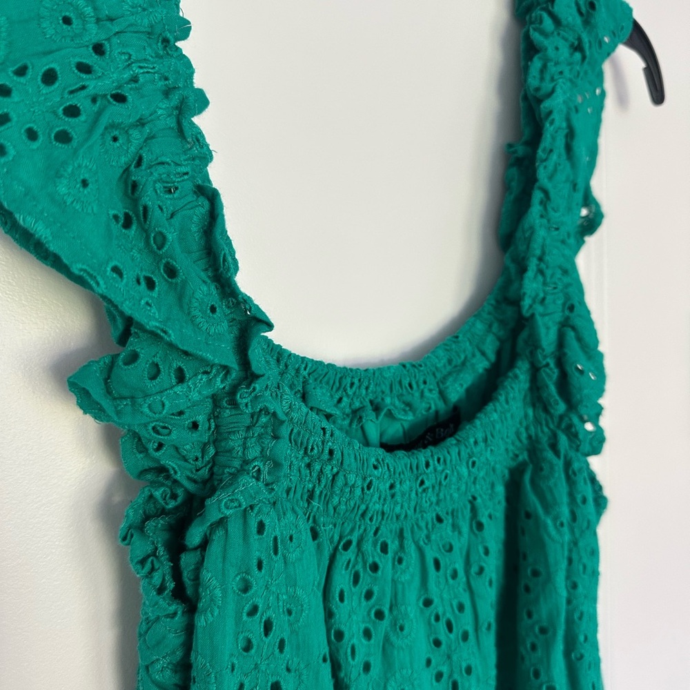 Green Eyelet Ruffle Blouse - Picture 2 of 2